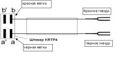 Телекоммонтаж Шнур контрольный 2/2, 2-полюсный, с 1 штекером типа LSA / KRTP4 и 2 гнездами (одностороннее подключение с размыканием)