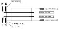 Телекоммонтаж Шнур контрольный 2/4, 4-полюсный, с 1 штекером типа LSA / KRTP4 и 4 гнездами (двустороннее подключение с размыканием)